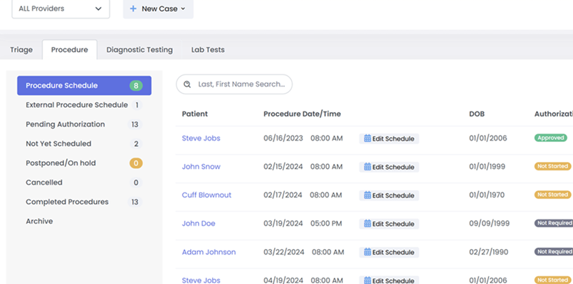 Scheduling screenshot